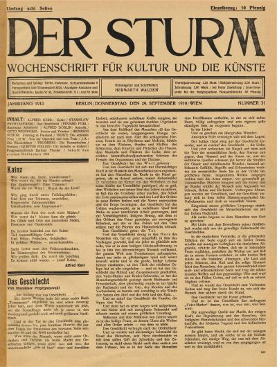 PDF 10: Stanisław Przybyszewski, Das Geschlecht, 1910 - Stanisław Przybyszewski: Das Geschlecht, in: Der Sturm, Jahrgang 1910, Nr. 31, Berlin/Wien, 29.9.1910, Seite 243 f. und Nr. 32, Berlin/Wien, 6.10.1910, Seite 251 f.  
