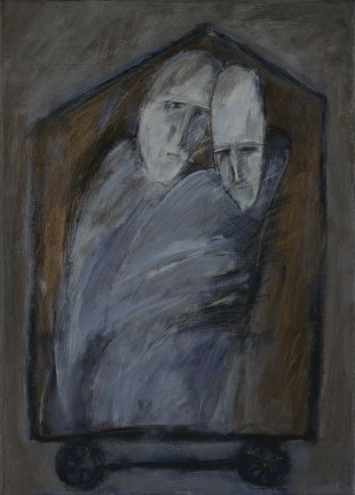 Abb. 6: Unterwegs 1, 1996 - Acryl auf Leinwand, 46x33 cm, Privatbesitz