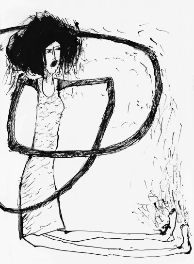 Fig. 31: “It Teeters (II)” (Es taumelt) 6, 2000 - Black ink on paper, 30x40 cm, private collection