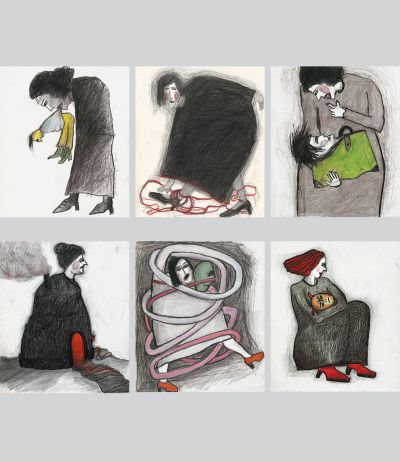 Fig. 88: “Episodes” (Episoden) A, 2000–2017 - Mixed technique on paper, 15x17.5 cm each, private collection