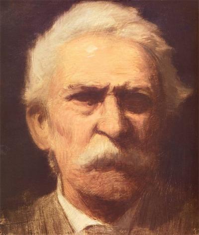 Roman Kochanowski, Portret ojca - Roman Kochanowski, Portret ojca, ok. 1920, olej, papier,  23 x 15,5 cm