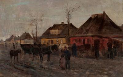 13: Spring in a Small Town (sketch), ca.1867/68 - Oil on canvas, 29 x 45.5 cm.