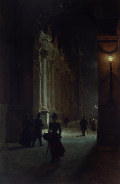 Ill. 13: The Louvre by Night I, 1891 - Aleksander Gierymski (1850-1901): The Louvre by Night I, 1891.