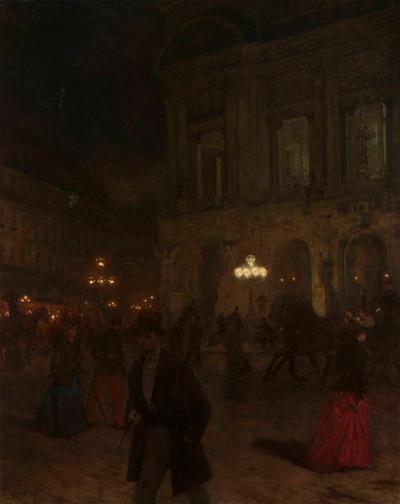 Abb. 14: Die Pariser Oper bei Nacht I, 1891 - Aleksander Gierymski (1850-1901): Die Pariser Oper bei Nacht I, 1891.