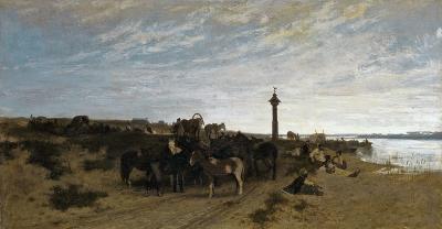 Fig. 15: Waiting for the Boat, 1871 - Waiting for the Boat, 1871. Oil on canvas, 67,5 x 127 cm, privately owned (from auction trading)