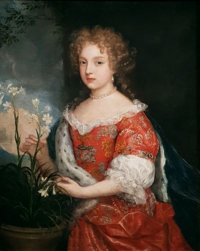 Ludwika Karolina Radziwiłłówna, um 1681 - Unbekannter Maler: Bildnis Ludwika Karolina Radziwiłłówna, um 1681. Öl auf Leinwand, 90,5 x 72,5 cm 