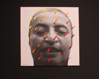 Abb. 18: Natalia LL - Mystic Head XI, 1987. Fotografie auf lichtempfindlichem Stoff und Acryl, 105 x 105 cm 