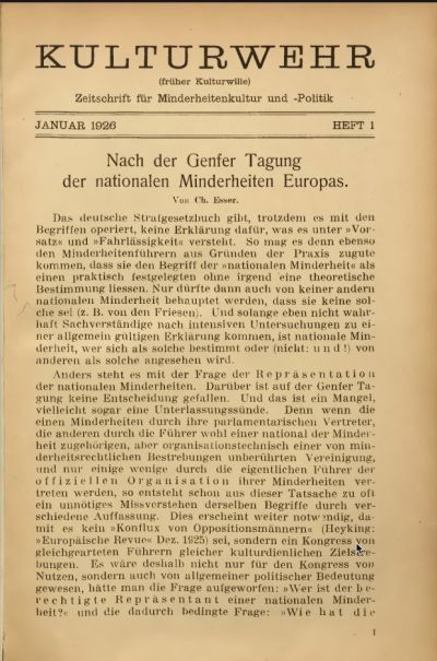 Kulturwehr, Januar 1926 - Kulturwehr, Januar 1926 