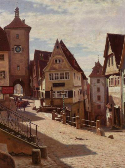 Zdj. nr 18: Zakątek Am Plönlein w Rothenburgu, 1896/97 -  Aleksander Gierymski (1850-1901): Zakątek Am Plönlein w Rothenburgu, 1896/97.