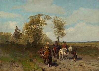 Fig. 21: Cossacks, 1874 - Cossacks, 1874. Oil on canvas, 33.4 x 46.6 cm, Städtische Galerie im Lenbachhaus und Kunstbau Munich
