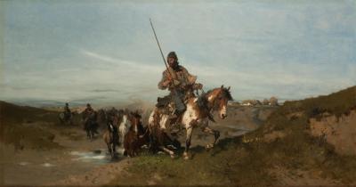 Fig. 22: Horse Breeding, 1876 - Horse Breeding in the Steppe, 1876. Oil on canvas, 61.5 x 112.5 cm, Polenmuseum Rapperswil, Inv. No. Dep. 89