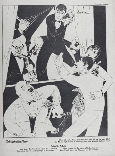 Zdj. nr 23: Sztuka upiększania, 1927 - Sztuka upiększania (Schönheitspflege), [w:] „Ulk. Wochenschrift des Berliner Tageblatts“, rocznik 56, nr 11, z 18.03.1927 r., s. 83.