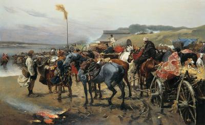 Fig. 27: Militia at the Ford, circa 1880 - Militia at the Ford, circa 1880. Oil on canvas, 74 x 119.5 cm, privately owned (from auction trading)