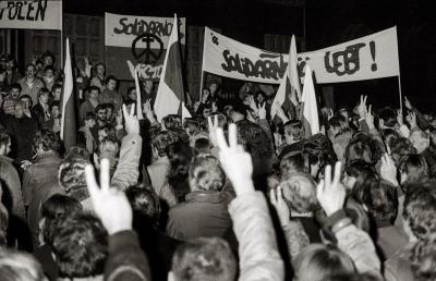 One of the demonstrations organised by the Solidarność Society - One of the demonstrations organised by the Solidarność Society to mark the anniversary of martial law.