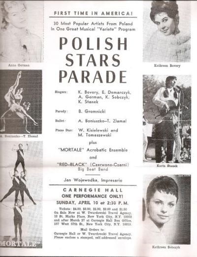 Plakat koncertów „Polish Stars Parade” w USA - Plakat koncertów „Polish Stars Parade” w USA, 1966 r.