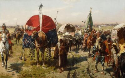 Fig. 31: March with War Booty, circa 1880 - March with War Booty. Return from Vienna, circa 1880, Oil on canvas, 72 x 112 cm, privately owned