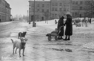 Zima w Warszawie, Mariensztat, 1957 rok - Zima w Warszawie, Mariensztat, 1957 rok. 