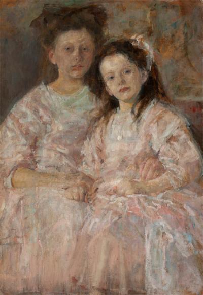 Ill. 32: Two Girls, 1906.  - Portrait of Two Girls, Helena und Władysława Chmielarczyk, 1906. Oil on cardboard, 95 x 67 cm