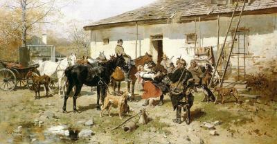 Fig. 39: Preparing for the Hunt, 1886 - Preparing for the Hunt, 1886. Oil on canvas, 88 x 165 cm, privately owned
