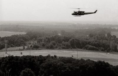 Berlin – Spandau, Staaken district - Berlin – Spandau, Staaken district. British helicopter at the border with the DDR.