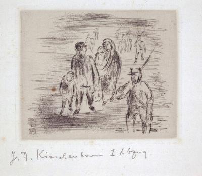 Fig. 41: Fleeing, 1939 - Fleeing, 1939. From the series: Exodus, etching, 9 x 12 cm, owned by the family