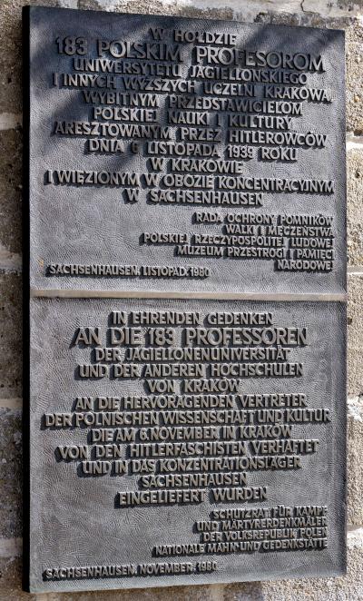 Commemorative plaques - Marian Stefanowski, Commemorative plaques for the 183 Polish professors arrested in Kraków on 6 November 1939 and dragged to the concentration camp, 12/08/2018
