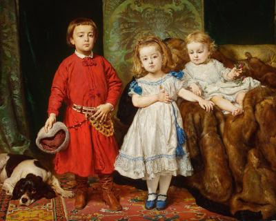 Abb. 5: Porträt der drei Kinder Matejkos, 1870 - Jan Matejko: Porträt der drei Kinder des Künstlers, 1870, Öl auf Leinwand, Nationalmuseum Warschau