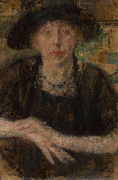 dj. nr 57: Portret dr Melanii Lipińskiej, ok. 1926 - Portret dr Melanii Lipińskiej, ok. 1926, olej na tekturze, 62,5 x 41,5 cm