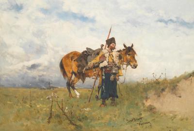Fig. 58: Cossack guard, undated - Cossack Guard, undated. Oil on canvas, 26 x 37,5 cm, on auction (Sotheby’s, 2012)