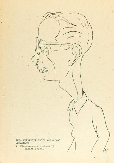 Zdj. nr 5: Karykatura Fabiana Zajdla, 1945 - w gazecie obozowej Słowo Polskie, obóz dla dipisów w Osnabrücku.