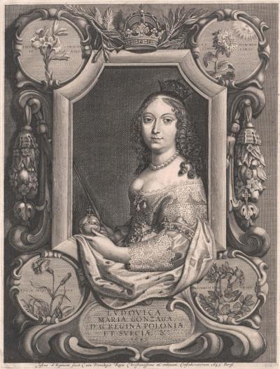 Zdj. nr 5: Ludwika Maria Gonzaga, 1645 - Ludwika Maria Gonzaga, 1645. Według obrazu Justusa van Egmonta, Österreichische Nationalbibliothek w Wiedniu.