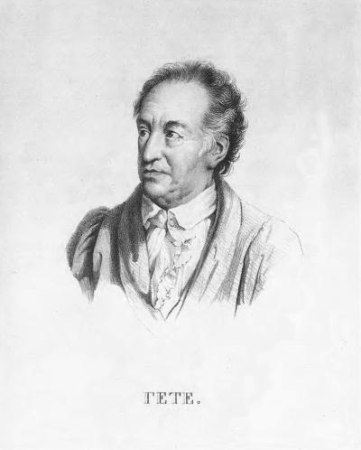 Fig. 6: Goethe, 1823 - Orest Adamowitsch Kiprensky (1782-1836): Portrait of Johann Wolfgang von Goethe, Marienbad 1823. Lithograph based on a pencil drawing 