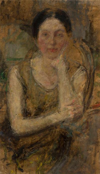 Abb. 60: Bildnis Maria Pfitzner, um 1930 - Bildnis Maria Pfitzner, um 1930. Öl auf Pappe, 75 x 46 cm