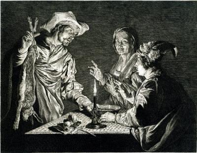 Abb. 69: Esau verkauft sein Recht der Erstgeburt, 1655/57 - Esau verkauft sein Recht der Erstgeburt, 1655/57. Nach einem Gemälde von Matthias Stomer, British Museum, London.