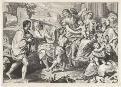 Abb. 73: Die Verehrung der Heiligen Familie, 1655/57 - Die Verehrung der Heiligen Familie, 1655/57. Nach einem Gemälde von Bonifazio Veronese, Rijksmuseum Amsterdam.
