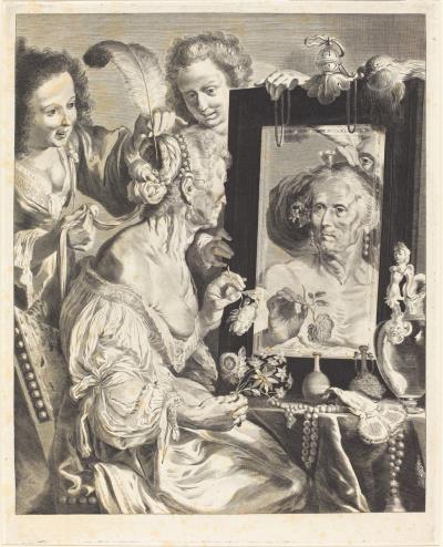 Abb. 77: Alte Frau am Toiletttisch, 1655/57 - Alte Frau am Toiletttisch, 1655/57. Nach einem Gemälde von Bernardo Strozzi, National Gallery of Art, Washington, DC.