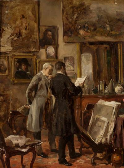 Zdj. nr 7: Aleksander Gierymski (1850-1901) - Aleksander Gierymski (1850-1901): W pracowni malarza [w Monachium], 1869/70.