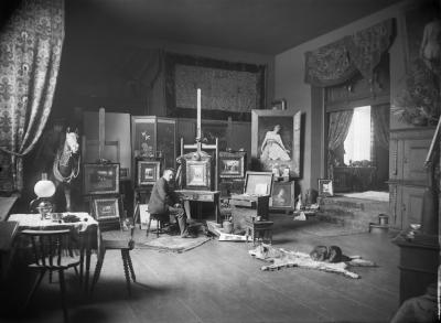 Fig. 8: Franciszek Ejsmond  - Carl Teufel: Franciszek Ejsmond's atelier, Munich 1889