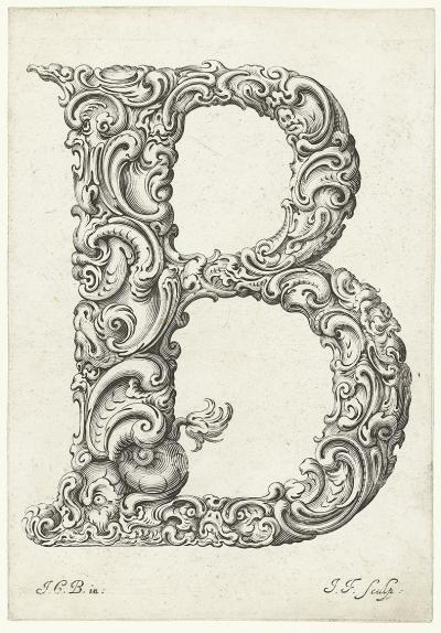Zdj. nr 87b: Litera B, ok. 1662 - Litera B, ok. 1662. Z cyklu Libellus novus elementorum latinorum, według szkicu Jana Krystiana Bierpfaffa.