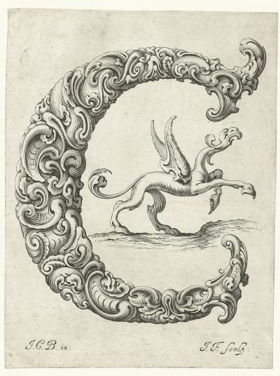 Abb. 87c: Buchstabe C, um 1662 - Buchstabe C, um 1662. Aus der Folge Libellus novus elementorum latinorum, nach einer Vorlage von Johann Christian Bierpfaff.