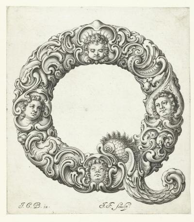 Ill. 87q: The letter Q, ca. 1662 - From the series Libellus novus elementorum latinorum, after a template by Johann Christian Bierpfaff.