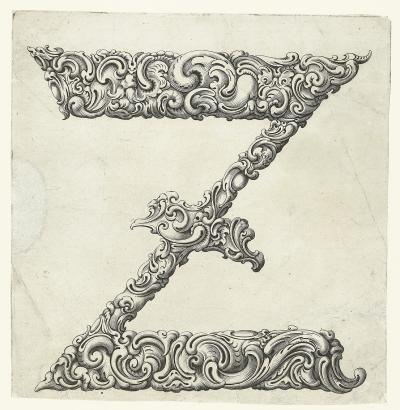 Ill. 87z: The letter Z, ca. 1662 - From the series Libellus novus elementorum latinorum, after a template by Johann Christian Bierpfaff.