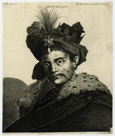 Ill. 8: Gran Mogor, ca. 1645 - Akbar the Great of von India, based on a painting by Claude Vignon, British Museum, London.