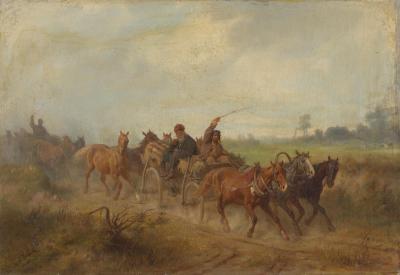 Fig. 8: Polish Peasants' Horse and Cart, 1865 - Polish Peasants' Horse and Cart, 1865. Oil on canvas, 31 x 44 cm. The art possessions of the city of Munich