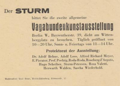 Abb. 35: Vagabunden-Ausstellung, 1931 - Einladung zur 2. Vagabundenkunstausstellung, Der Sturm, Berlin 1931