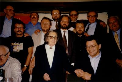 Sitzung des Generalrats der Polnischen Sozialistischen Partei in Witten, 08.–09.09.1990  - Im Vordergrund: Lidia Ciołkosz, Jacek Kowalski, Bogdan Żurek 