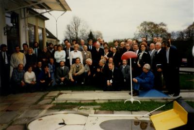 Mitglieder der Polnischen Sozialistischen Partei beim Vereinigungskongress in Bernried, 1987 - Auf dem Foto u.a.: Lidia Ciołkosz, Jacek Kowalski, Aleksander Menhard, Włodzimierz Sznarbachowski, Bogdan Żurek  