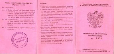Mitgliedskarte des Verbandes der Polnischen Flüchtlinge von Jacek Kowalski - Augsburg 1977 