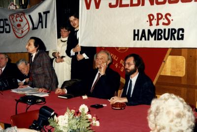 Hamburg, 1987  - Von links: Lidia Ciołkosz, Minister der Exilregierung Zbigniew Scholtz, Jacek Kowalski 