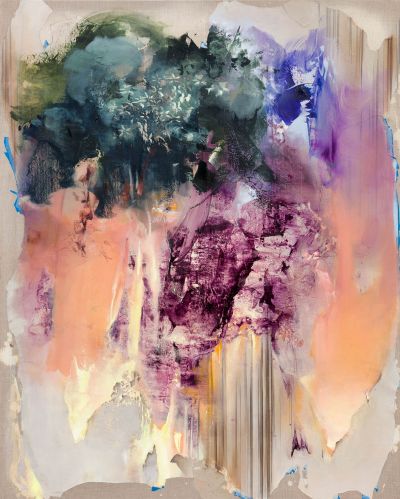 Pyrexia - 2021, Paper, spray paint, graphite, oil on linen, 180 x 145 cm